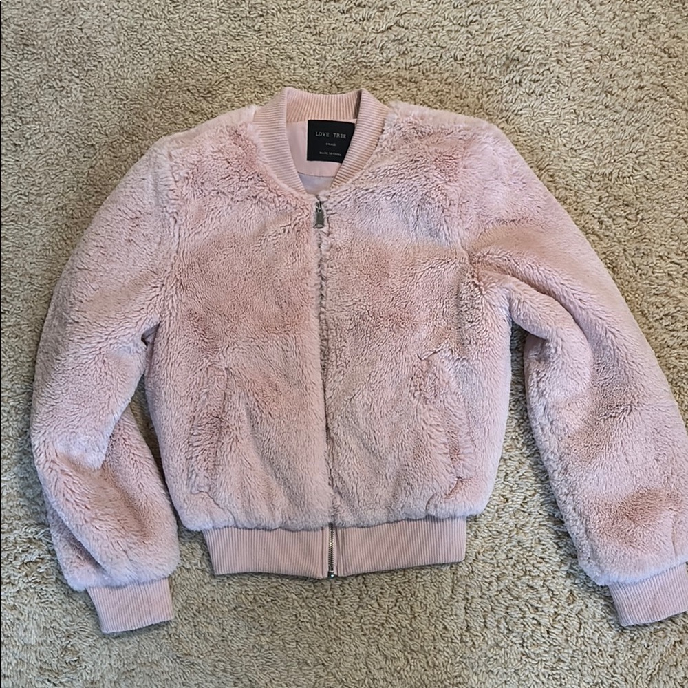 Love Tree Blush Faux Fur Jacket